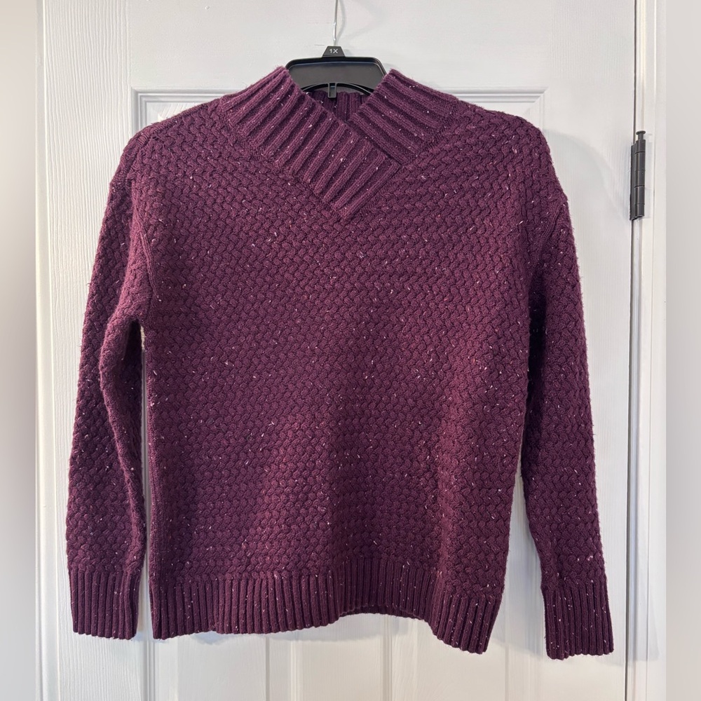 Talbots Textured Plum V-Neck Sweater